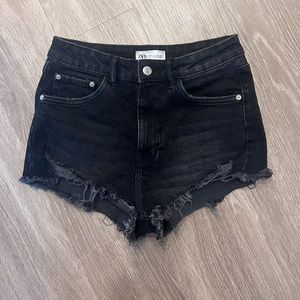 Black Zara High Waisted Denim Shorts